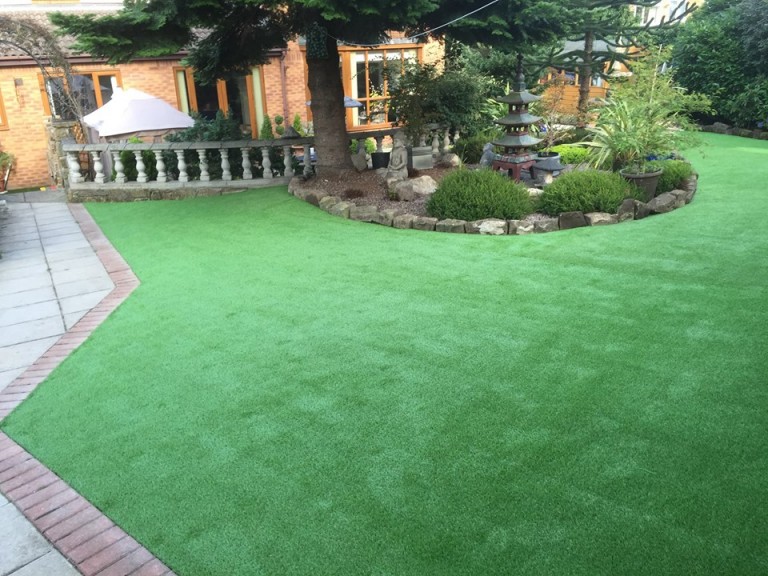 fake turf laid in a beautiful garden