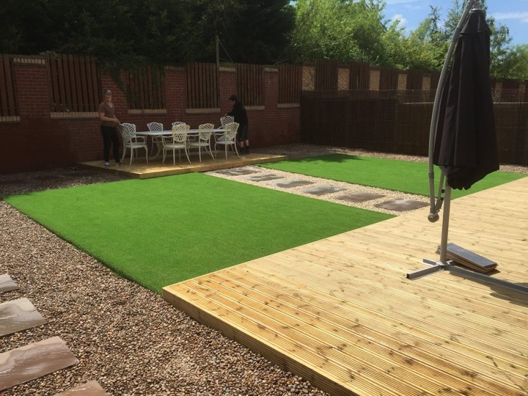 new fake lawn with path and decking West Bridgford